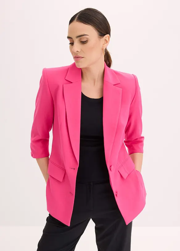 Blazer mit modisch betonten Schultern aus softem Viskose-Mix in pink von vorne (im Anschnitt) - bonprix