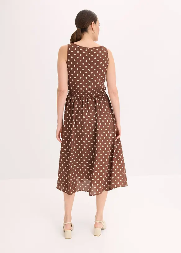 Midikleid mit Bindeband in braun von hinten (Totalaufnahme) - bonprix Midikleid mit Bindeband in braun von hinten (Totalaufnahme) - bonprix