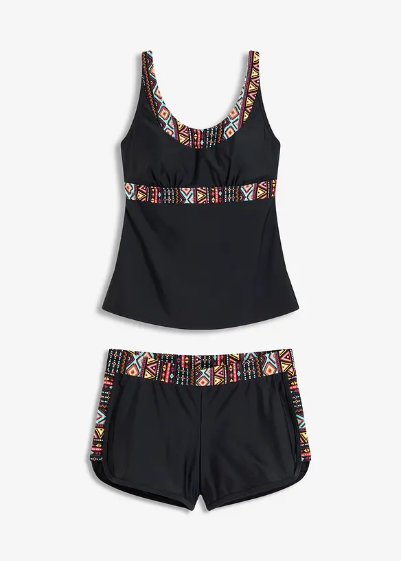 Tankini mit Badeshorts (2-tlg.Set) in schwarz von vorne - bonprix