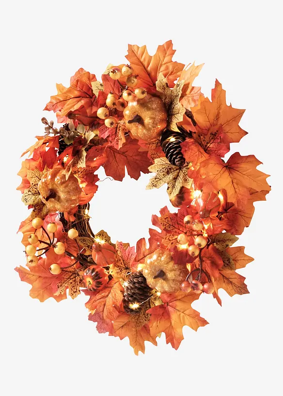 LED-Hängedeko Türkranz mit Herbstdeko in orange - bonprix