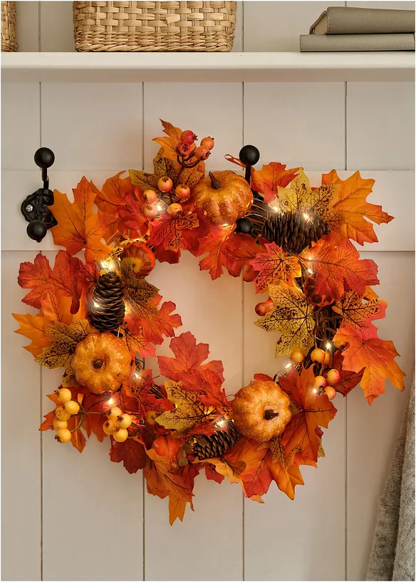 LED-Hängedeko Türkranz mit Herbstdeko in orange (Ambiente) - bonprix