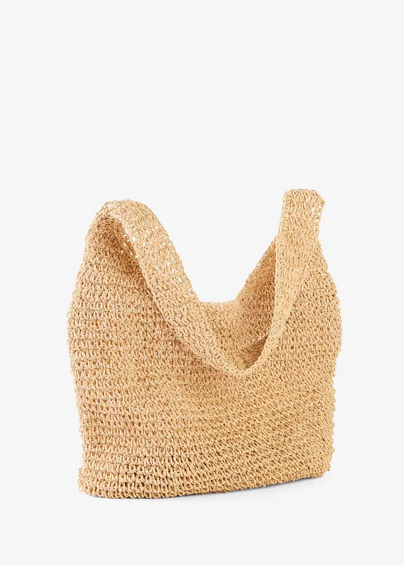 Strohshopper in beige von hinten - bonprix