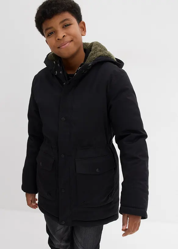 warm gefütterter Winterparka, wasserabweisend in schwarz von vorne (im Anschnitt) - bonprix