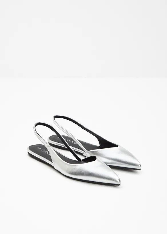 Spitze Sling-Ballerinas in silber - bonprix