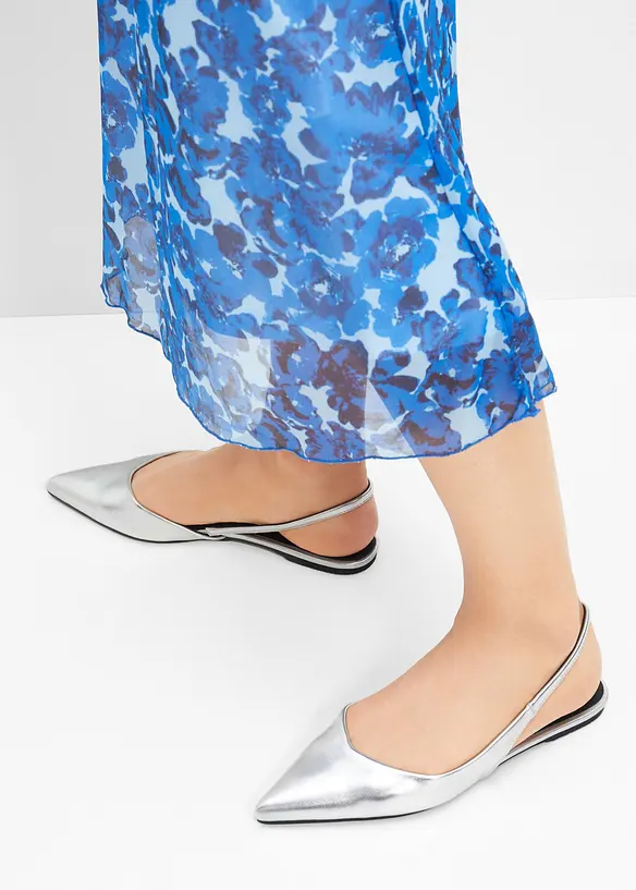 Spitze Sling-Ballerinas in silber - bonprix
