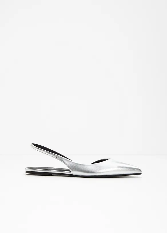 Spitze Sling-Ballerinas in silber - bonprix