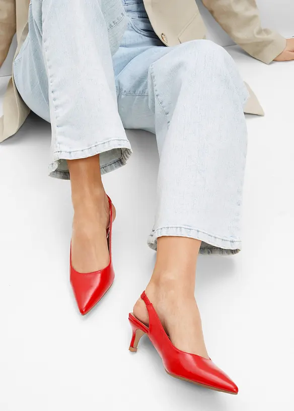 Slingpumps mit schmalem Absatz in rot - bonprix
