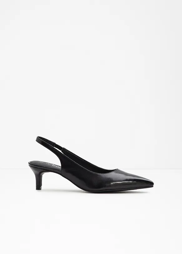Slingpumps mit schmalem Absatz in schwarz von vorne - bonprix
