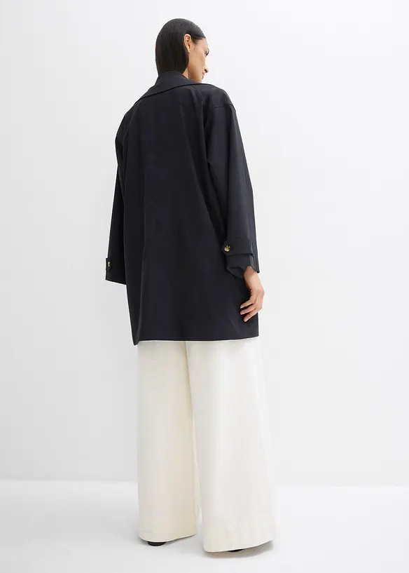 Oversize Trenchcoat in A-Linie in schwarz von hinten (Totalaufnahme) - bonprix