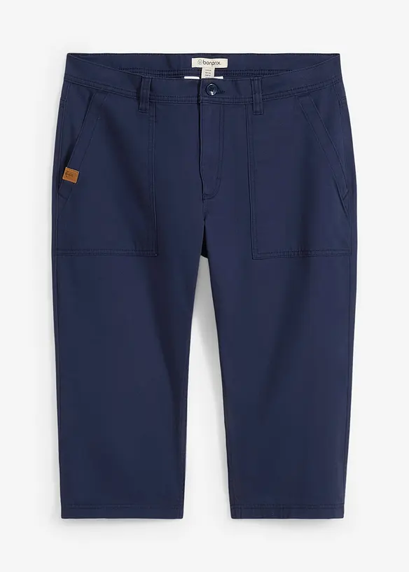 Long-Bermuda aus reiner Baumwolle in Regular Fit in blau von vorne - bonprix