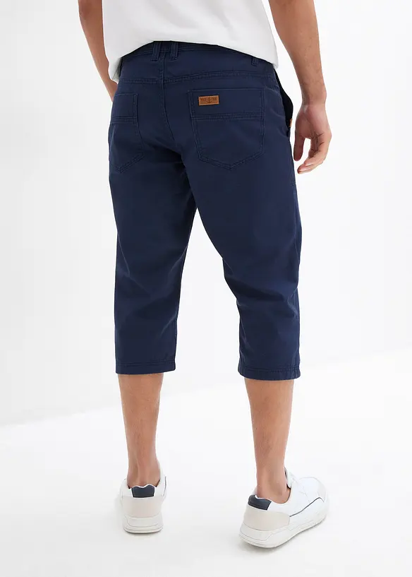 Long-Bermuda aus reiner Baumwolle in Regular Fit in blau von hinten - bonprix