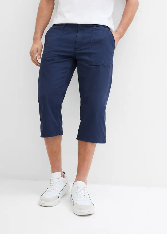 Long-Bermuda aus reiner Baumwolle in Regular Fit in blau von vorne - bonprix