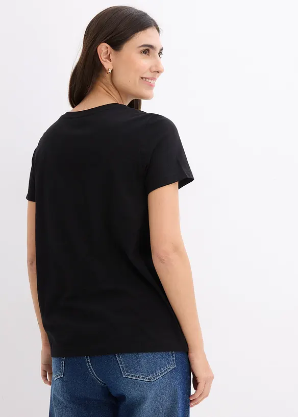 2-in-1 Umstands- und Stillshirts aus Bio-Baumwolle (2er-Pack) in schwarz von hinten (im Anschnitt) - bonprix