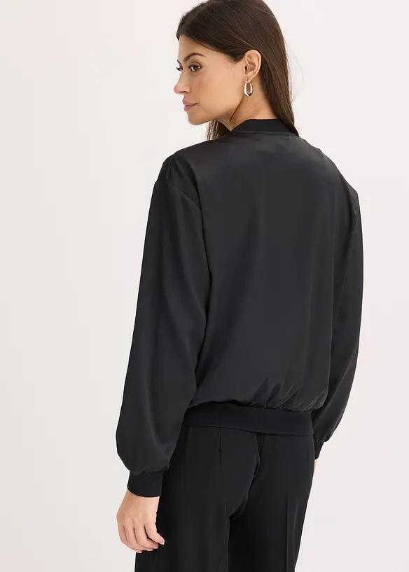 Blouson aus fließendem Satin in schwarz von hinten (im Anschnitt) - bonprix