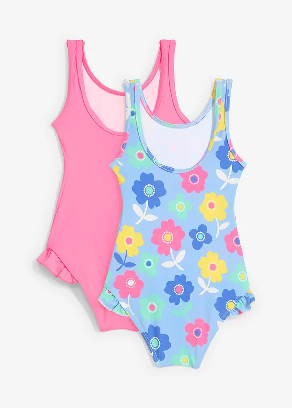 Badeanzug (2er Pack) in pink von hinten - bonprix