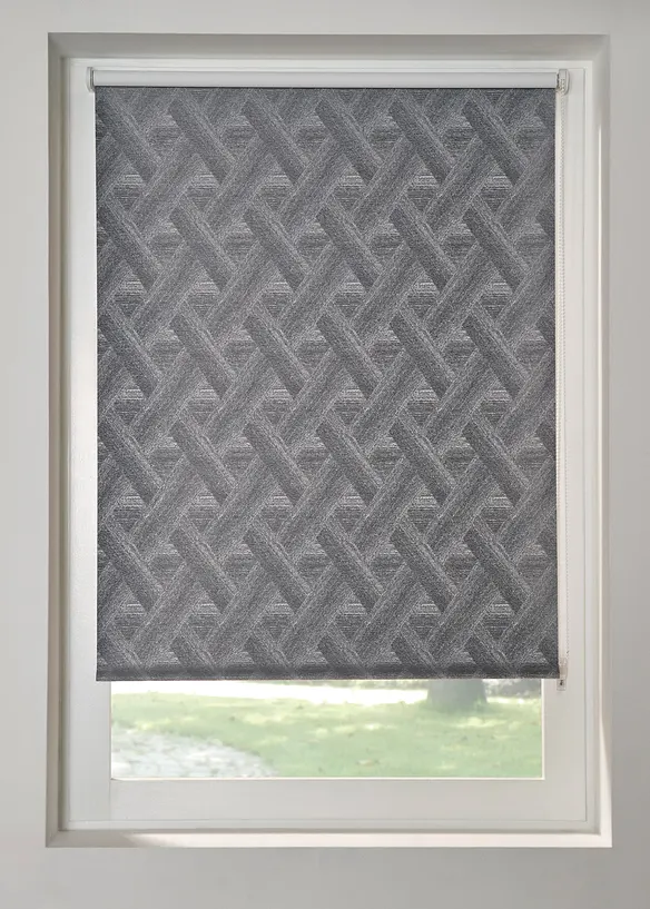 Jacquard Verdunkelungsrollo mit grafischem Muster in grau - bonprix