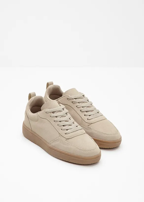 Sneaker aus Veloursleder in beige - bonprix
