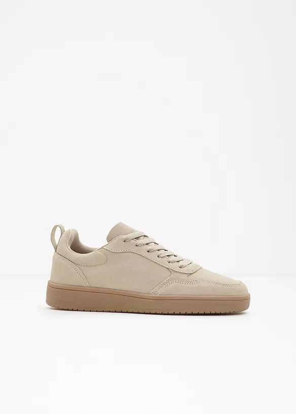 Sneaker aus Veloursleder in beige - bonprix