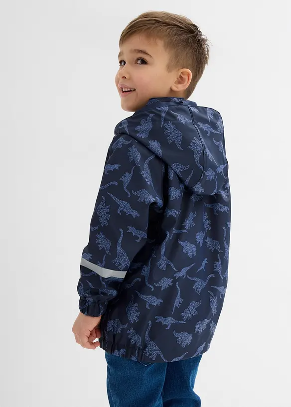 Wasserdichte Regenjacke mit Kapuze in blau von hinten (im Anschnitt) - bonprix