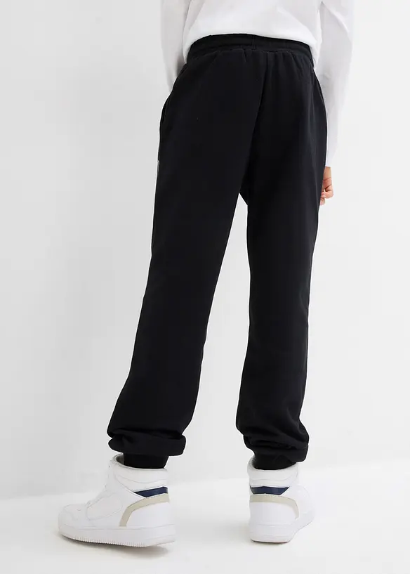 Jogginghose aus weichem Baumwoll-Mix in schwarz von hinten - bonprix