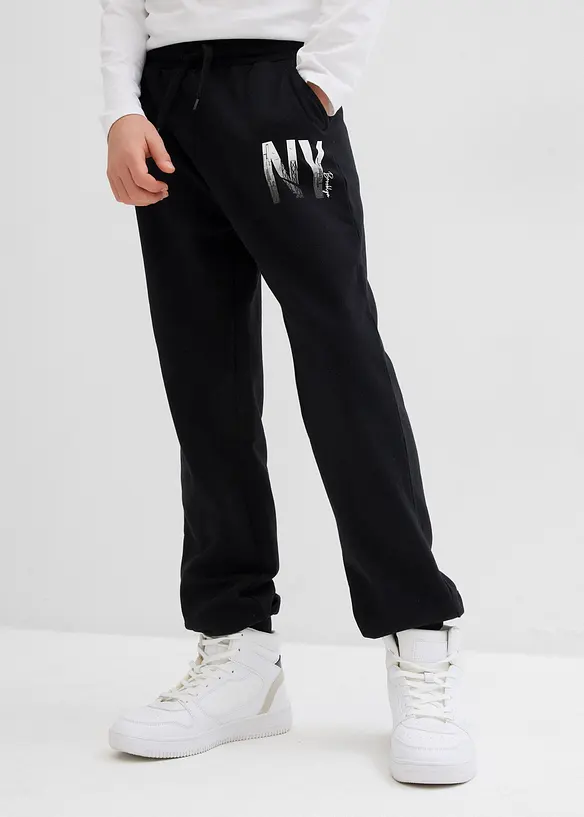 Jogginghose aus weichem Baumwoll-Mix in schwarz von vorne - bonprix
