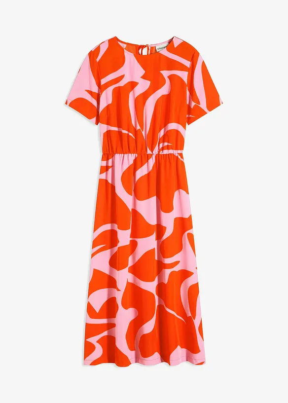 Midikleid mit Allover Print in orange von vorne - bonprix