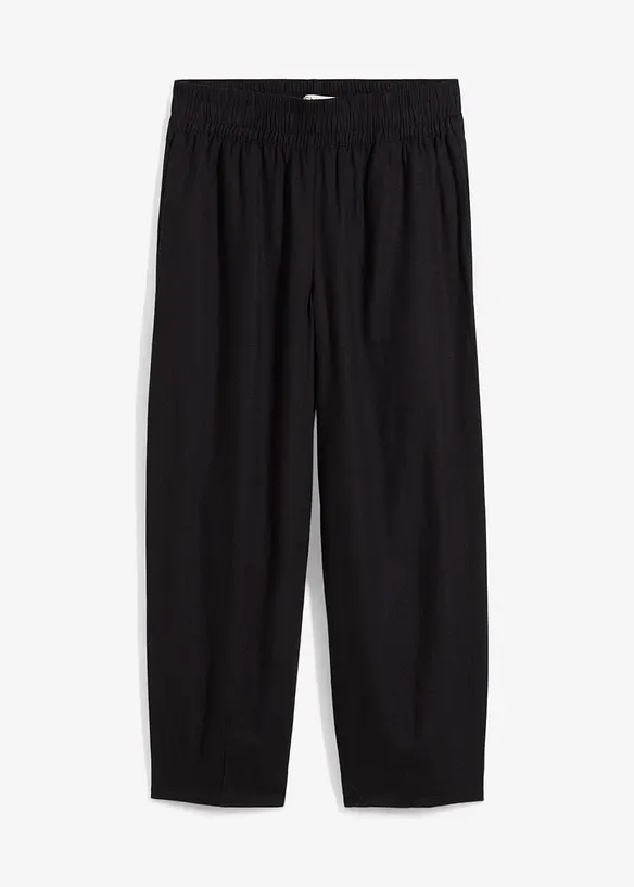 7/8-Schlupfhose aus Leinen-Viskose-Mix in schwarz von vorne - bonprix 7/8-Schlupfhose aus Leinen-Viskose-Mix in schwarz von vorne - bonprix