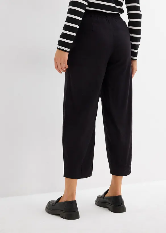7/8-Schlupfhose aus Leinen-Viskose-Mix in schwarz von hinten - bonprix 7/8-Schlupfhose aus Leinen-Viskose-Mix in schwarz von hinten - bonprix