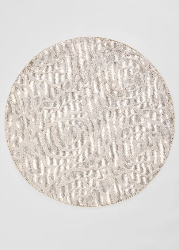 Runder Teppich mit außergewöhnlich weicher Oberfläche in beige von vorne - bonprix