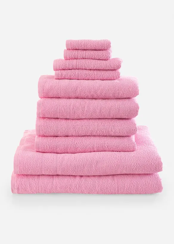 Baumwoll-Handtuch Set (10-tlg. Set) in pink von vorne - bonprix