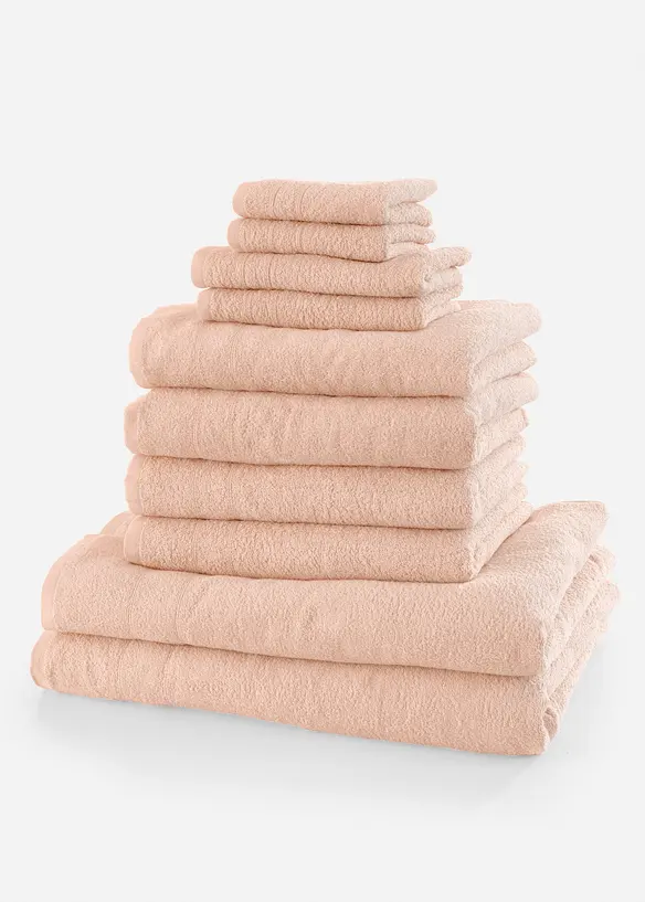 Baumwoll-Handtuch Set (10-tlg. Set) in beige von vorne - bonprix