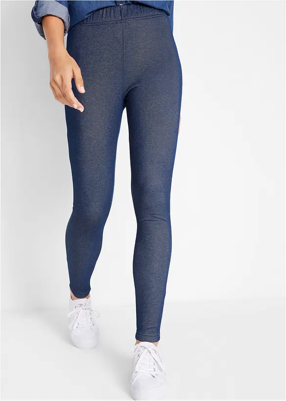 Thermo-Leggins in Jeansoptik in blau von vorne - bonprix