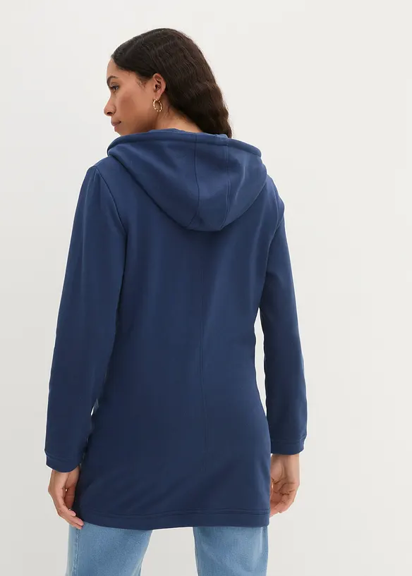 Long-Sweatjacke mit Reißverschlusstaschen in blau von hinten (im Anschnitt) - bonprix Long-Sweatjacke mit Reißverschlusstaschen in blau von hinten (im Anschnitt) - bonprix