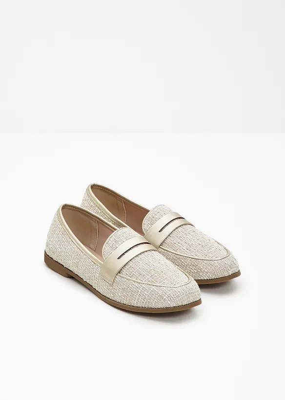 Loafer mit Metallic-Details in beige - bonprix