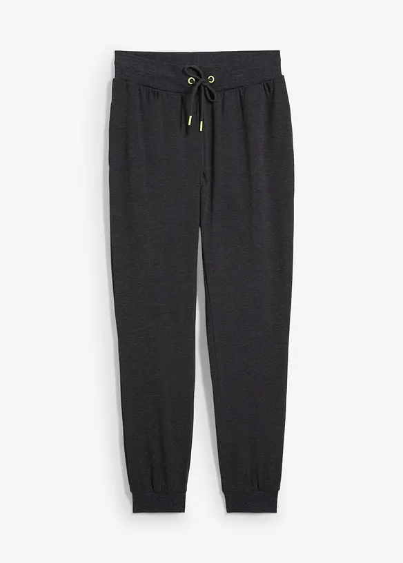 Jogginghose mit elastischen Bund in schwarz von vorne - bonprix