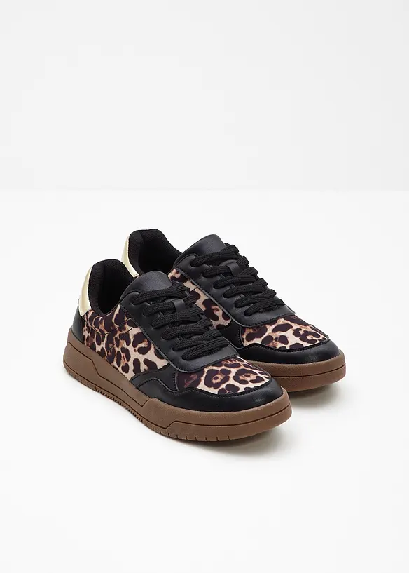 Sneaker mit Animal-Details in schwarz - bonprix