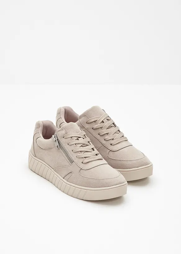 Sneaker mit gepolsterter Innensohle in beige - bonprix