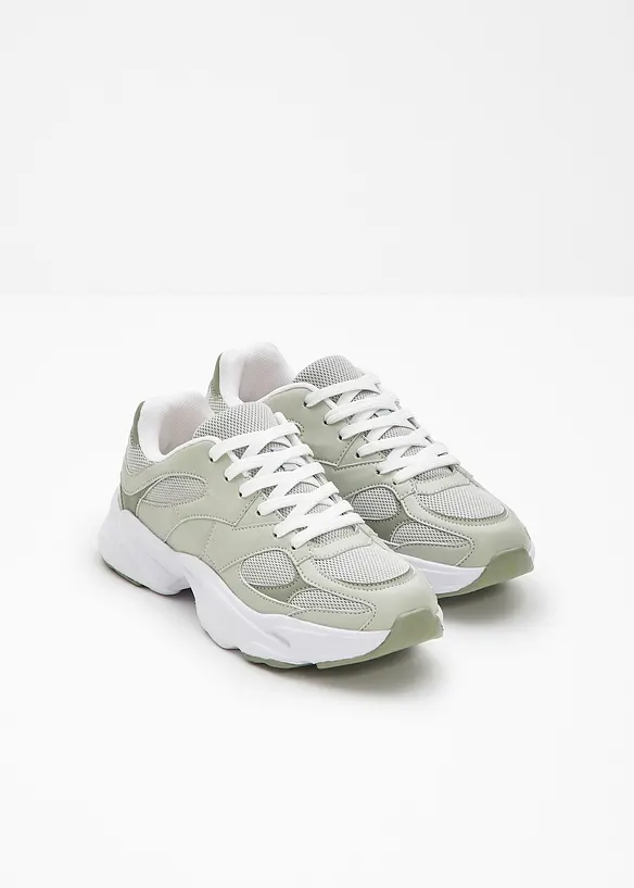 Chunky Sneaker mit leichter Sohle in grün - bonprix