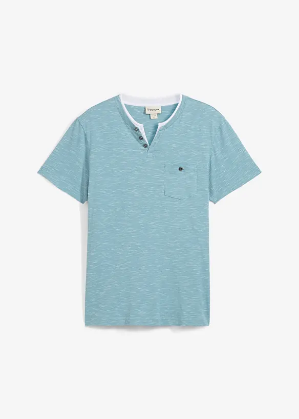 2-in-1 T-Shirt in Regular Fit in blau von vorne - bonprix