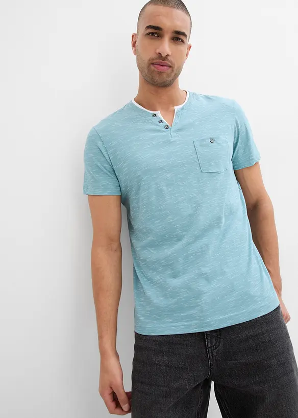 2-in-1 T-Shirt in Regular Fit in blau von vorne (im Anschnitt) - bonprix
