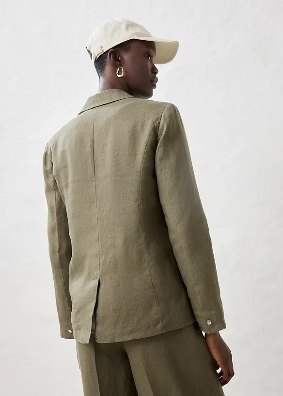 Blazer aus reinem Leinen in grün von hinten (im Anschnitt) - bonprix