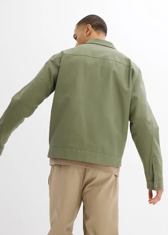 Übergangsjacke aus reiner Baumwolle in grün von hinten (im Anschnitt) - bonprix