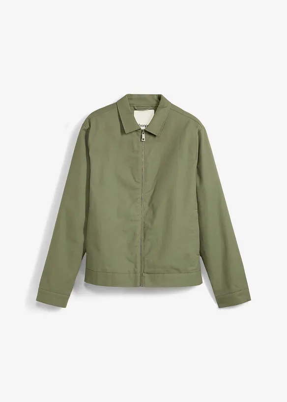 Übergangsjacke aus reiner Baumwolle in grün von vorne - bonprix