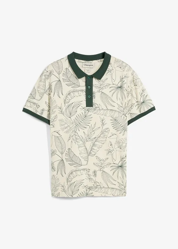 Poloshirt aus reiner Bio-Baumwolle in beige von vorne - bonprix