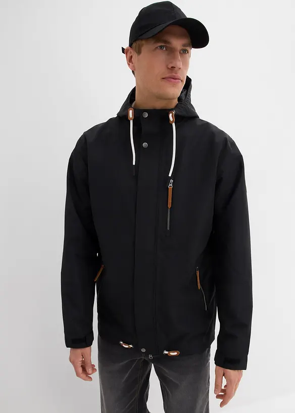 Wasserdichte Funktions-Jacke in schwarz von vorne (im Anschnitt) - bonprix