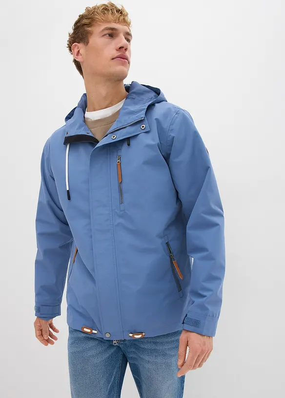 Wasserdichte Funktions-Jacke in blau von vorne (im Anschnitt) - bonprix