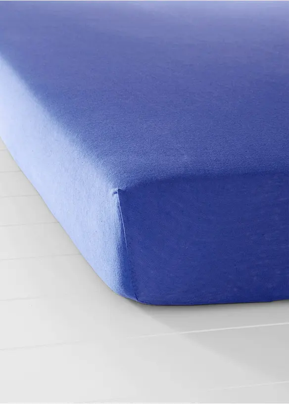 Jersey Spannbettlaken in blau - bonprix