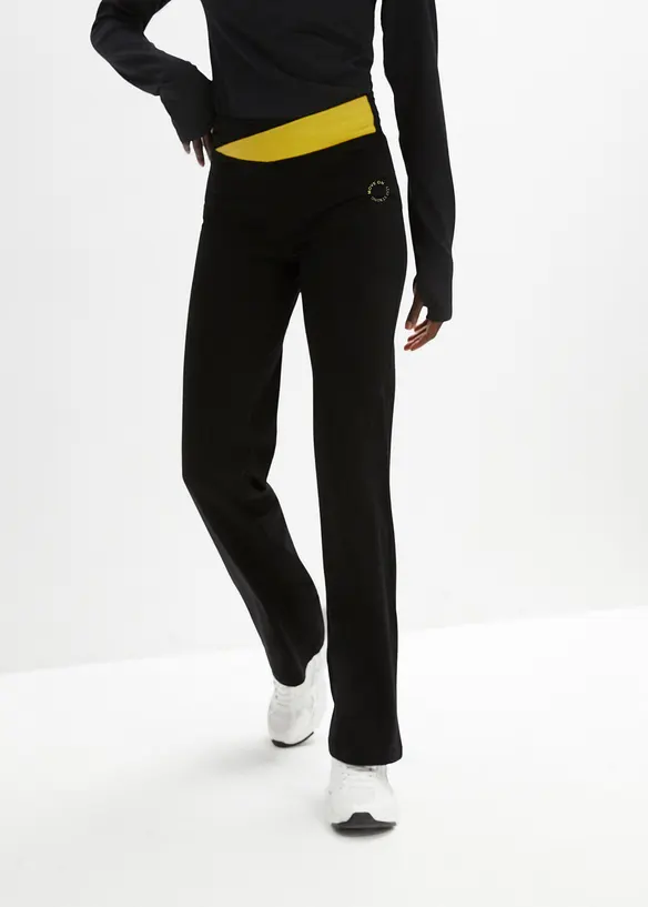 Baumwoll Sporthose mit Stretch, Bootcut in schwarz von vorne - bonprix