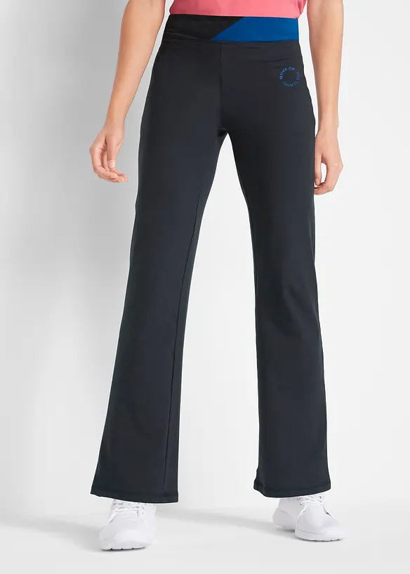 Baumwoll Sporthose mit Stretch, Bootcut in schwarz von vorne - bonprix