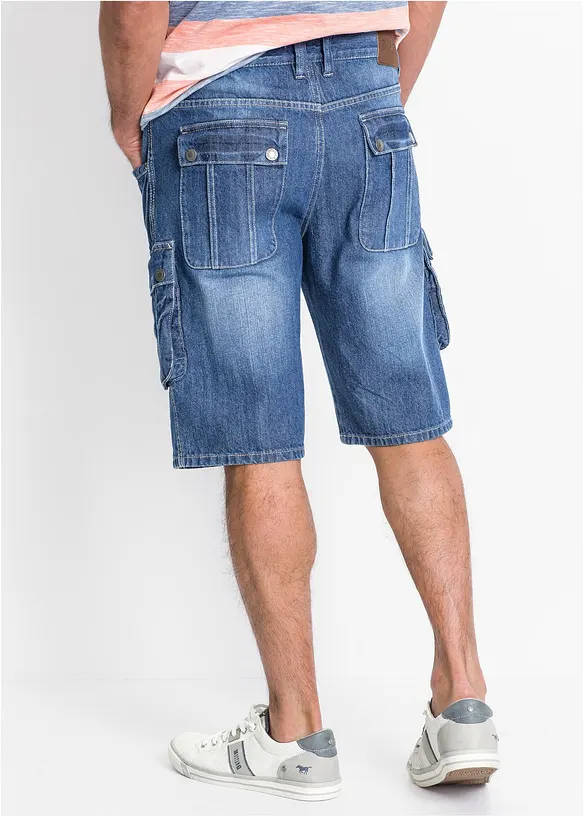 Cargo-Jeans-Bermuda Regular Fit in blau von hinten - bonprix